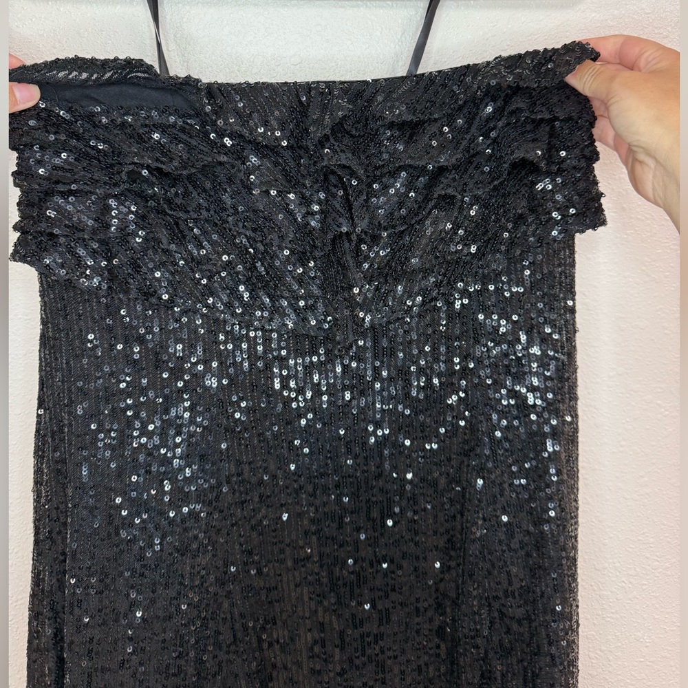 Black Sequin Strapless Dress